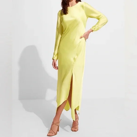 Express Vibrant Yellow Long Sleeve Dress - Picture 2 of 7